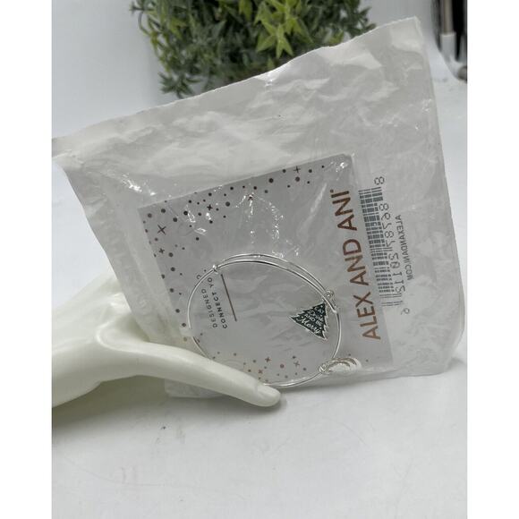 Alex and Ani EAT, DRINK, AND BE MERRY Shiny Silver Charm Bangle Bracelet New - Picture 5 of 13